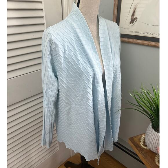 FOCUS Womens Cardigan Light Blue Open Textured Cotton Lagenlook Boho Capsule S - Picture 4 of 10